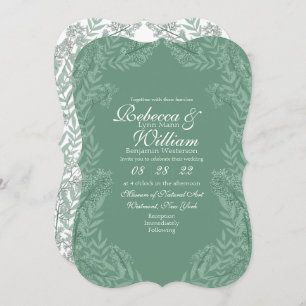 Invitation Sage Green Mariage Vintage Botanique