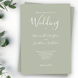 Invitation Sage Green Minimal Mariage moderne