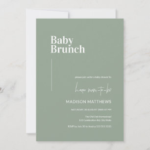 Invitation Sage Green Minimalist Baby shower de Brunch pour b