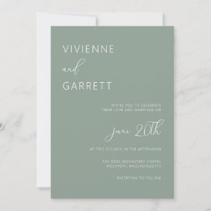 Invitation Sage Green Minimaliste Moderne Simple Mariage