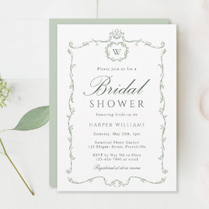 Invitation Sage Green Moderne Cadre Classique Mariage