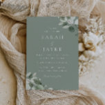 Invitation Sage Green Moderne Feuille verte Mariage<br><div class="desc">Sage Green Moderne Minimal Feuille verte Voir la collection correspondante dans notre Niche and Nest Store</div>