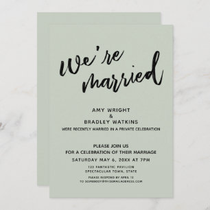 Invitation Sage Green Nous sommes mariés Réception après le m