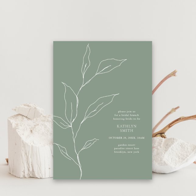 Invitation Sage Green Olive Leaf Branche de la mariée Brunch (Créateur téléchargé)