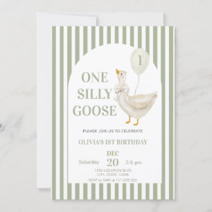 Invitation Sage green One Silly Goose Genre Neutre Anniversai