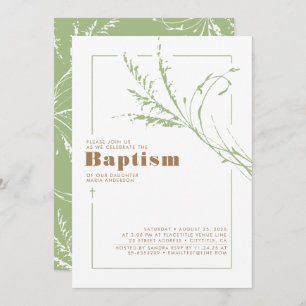 Invitation Sage Green Pampas Grass Moderne minimaliste Baptêm