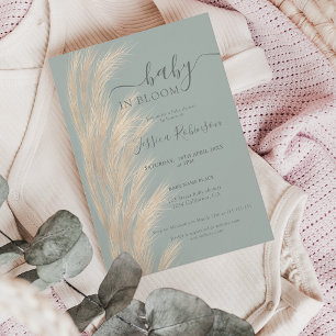 Invitation Sage green pampas grass watercolor baby shower