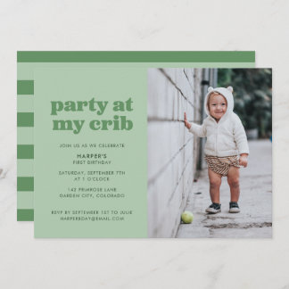 Invitation Sage Green Party à My Crib 1er anniversaire