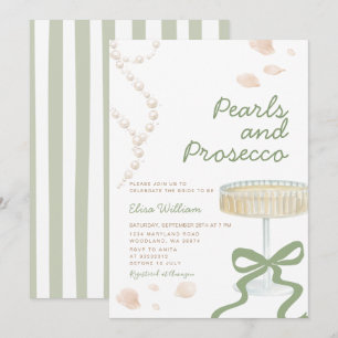 Invitation Sage Green Pearls et Prosecco Baby Shower de Maria