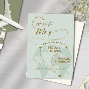 Invitation Sage Green Pétales Voyager à Mme Fête des mariées