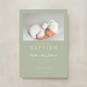Invitation Sage Green Photo moderne Baptême