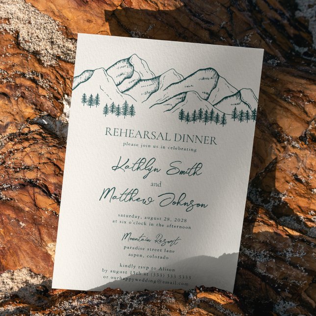 Invitation Sage Green Pine Tree Dîner de répétition (Créateur téléchargé)