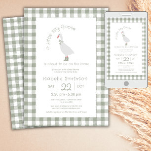 Invitation Sage Green Preppy Silly Little Goose Baby shower