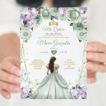 Invitation Sage Green Purple Mis Quince 15 Anos Crown<br><div class="desc">Quinceañera Sage Green Purple Gold Crown Invitation Mis Quince 15 Anos,  16e anniversaire, </div>