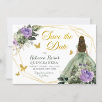 Sage Green Purple Quinceañera Enregistrer La Date