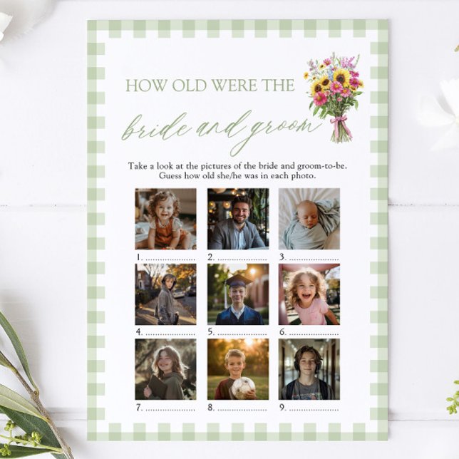 Invitation Sage Green Quel âge avaient les mariés ? Jeu (Sage Green How Old Were The Bride & Groom Game)
