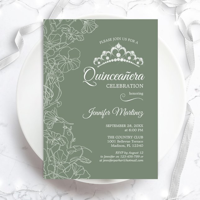 Invitation Sage Green Quinceanera (Créateur téléchargé)