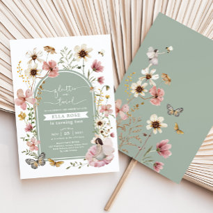 Invitation Sage Green Rose Boho Fée Fleur sauvage Anniversair