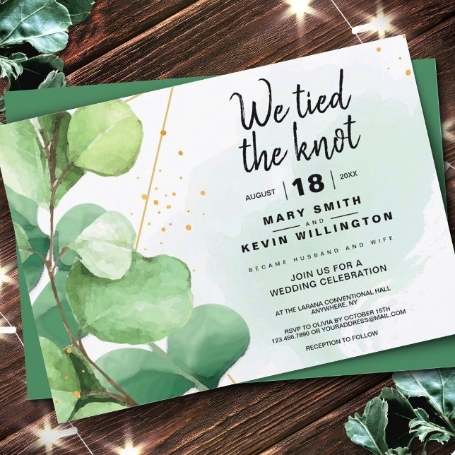 Invitation Sage green rustic minimal we tied the knot wedding (Sage Green Rustic Minimal We Tied the Knot Wedding Invitation, Elopement Invitation)