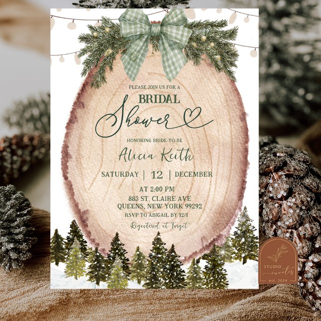 Invitation Sage Green Rustic Winter Forest Bridal Shower (Créateur téléchargé)