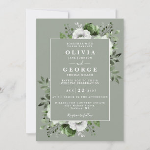 Invitation Sage Green Rustique Élégant Mariage botanique flor