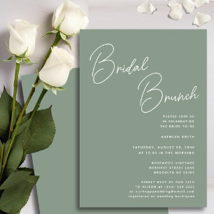 Invitation Sage Green Script Whimsical Chic Bridal Brunch
