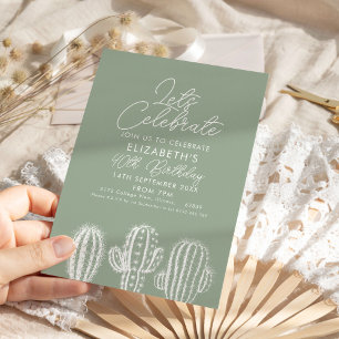 Invitation Sage Green Simple Cactus