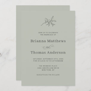 Invitation Sage Green Simple Élégant minimaliste Mariage