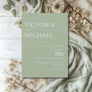 Invitation Sage Green Simple Mariage moderne