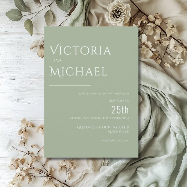 Invitation Sage Green Simple Mariage moderne (Créateur téléchargé)