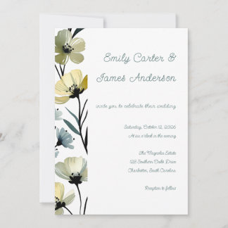Invitation Sage Green & Soft Yellow Botanical Wedding