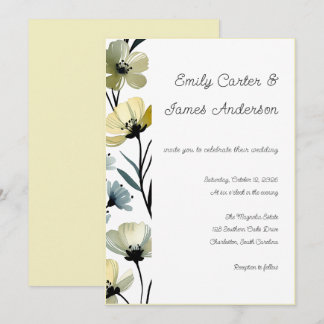 Invitation Sage Green & Soft Yellow Botanical Wedding