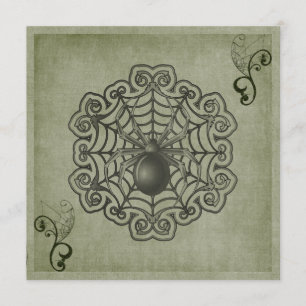 Invitation Sage Green Spider Scroll