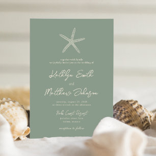 Invitation Sage Green Starfish Beach Destination Mariage