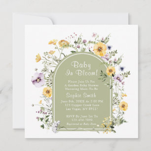 Invitation Sage Green Tea Party Baby in Bloom Baby shower