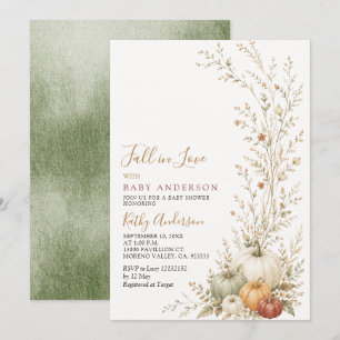 Invitation Sage Green Tombez Amoureux Fête Prénatale Citrouil