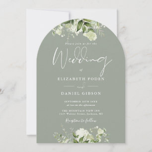 Invitation Sage Green Tout en une verdure Mariage Arc Floral