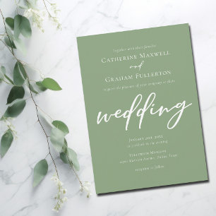 Invitation Sage Green Typographie simple Mariage extérieur