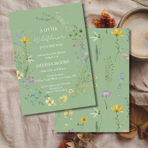 Invitation Sage Green Un Petit Baby shower Fleur sauvage