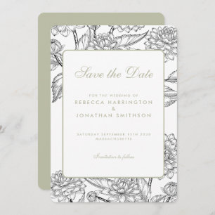 Invitation Sage Green Vintage Floral Mariage Enregistrer La D