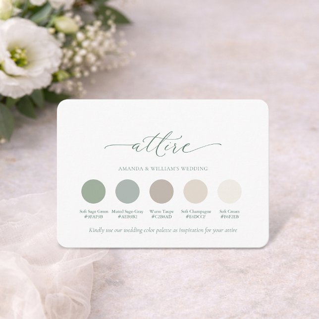 Invitation Sage Green Wedding Attire Color Palette Card  (Créateur téléchargé)