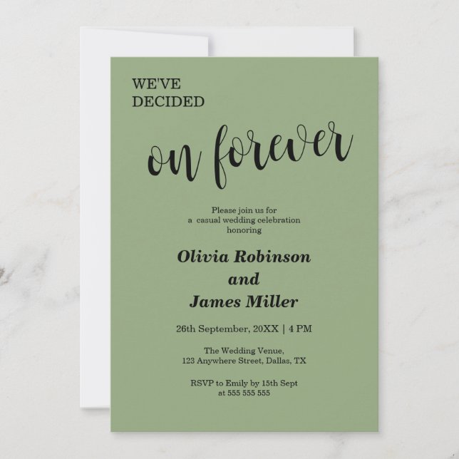 Invitation Sage Green We've Decided On Forever Casual Wedding (Devant)