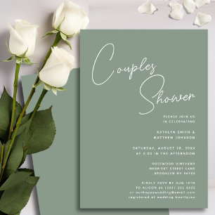 Invitation Sage Green Whimsical Script Chic Couples Douche