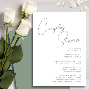 Invitation Sage Green Whimsical Script Chic Couples Douche