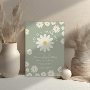 Invitation Sage Green White Daisy Elle est un Anniversaire sa