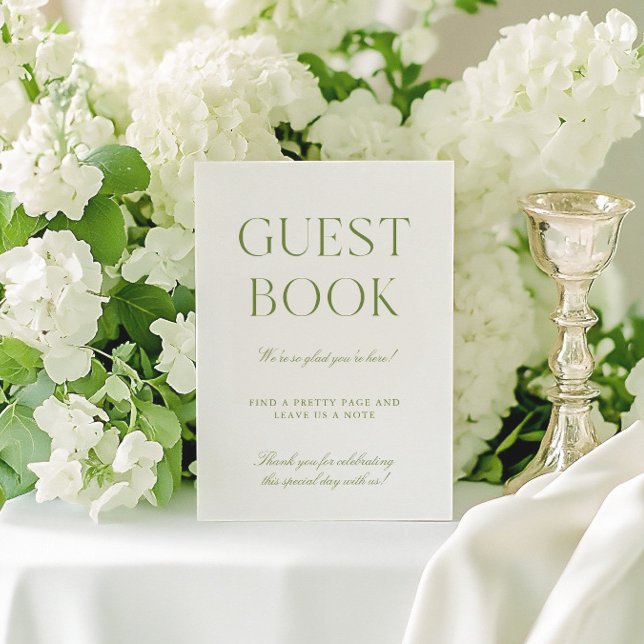 Invitation Sage Green & White Mariage Livre d'or (Sage Green & White Wedding Guest Book Sign)