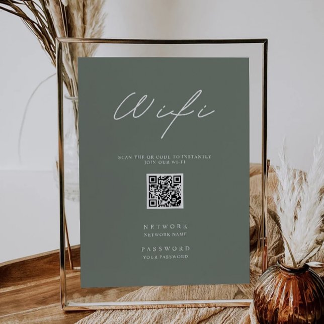 Invitation Sage Green Wifi Code, QR Code Connexion Wifi (Sage Green Wifi Code, QR Code Wifi Connect Invitation)