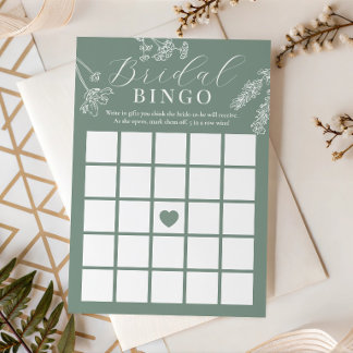 Invitation Sage Green Wildflower Bridal Shower Gift Bingo