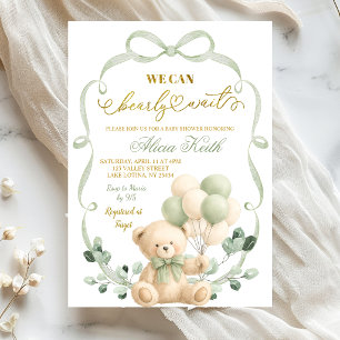 Invitation Sage Greenery Bow Coquette Ours Baby Shower
