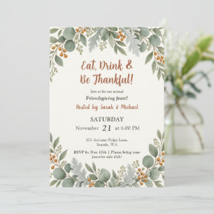 Invitation Sage Greenery Eucalyptus Floral Friendsgiving